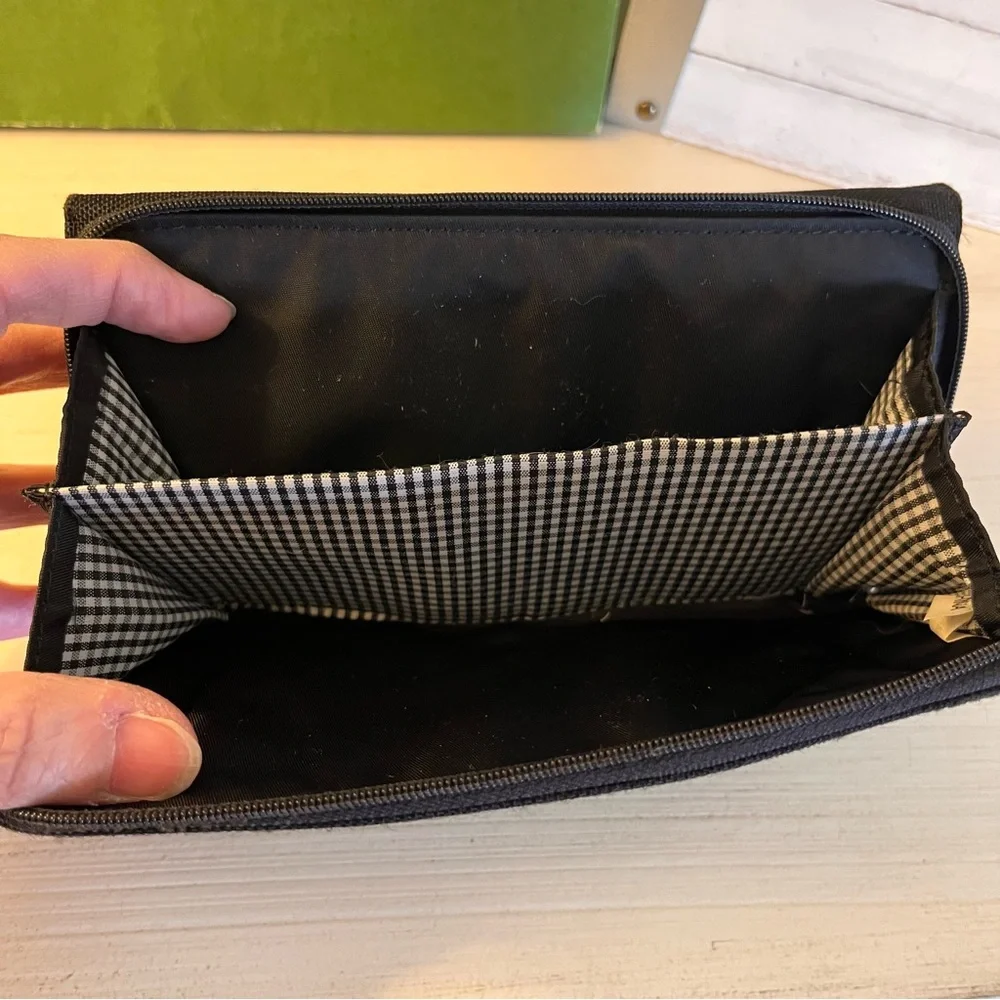 Kate Spade NY Vintage Wallet Striped Coated Fabric Black/White/Purple